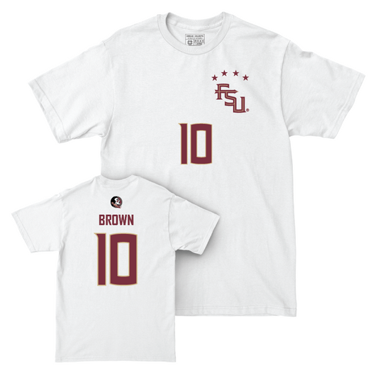 FSU Soccer White Shirsey Comfort Colors Tee - Jody Brown | #10