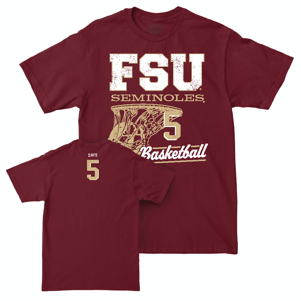 Florida State Men's Basketball Garnet Hoops Tee  - Daquan Davis