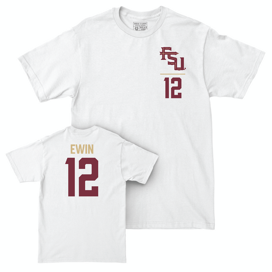 Florida State Men's Basketball White Logo Comfort Colors Tee  - Malique Ewin