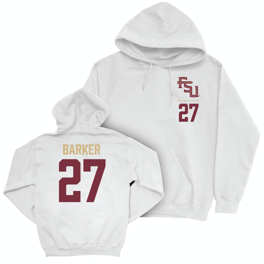 Florida State Football White Logo Hoodie - Ashlynd Barker | #27 Youth Small