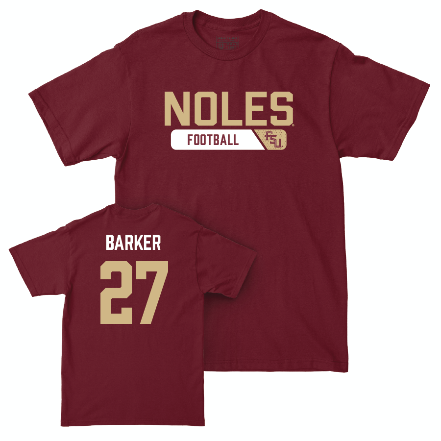 Florida State Football Garnet Staple Tee - Ashlynd Barker | #27 Youth Small