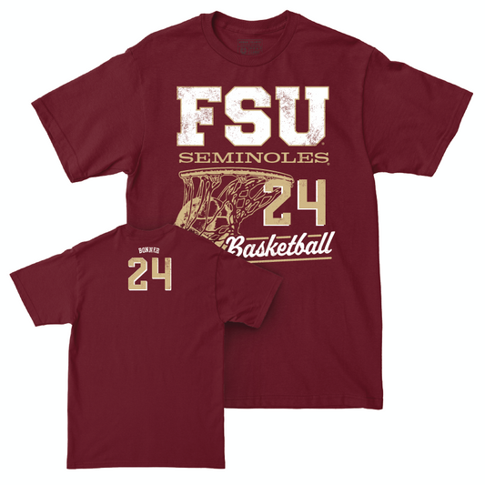 Florida State Women's Basketball Garnet Hoops Tee - Amaya Bonner | #24 Youth Small