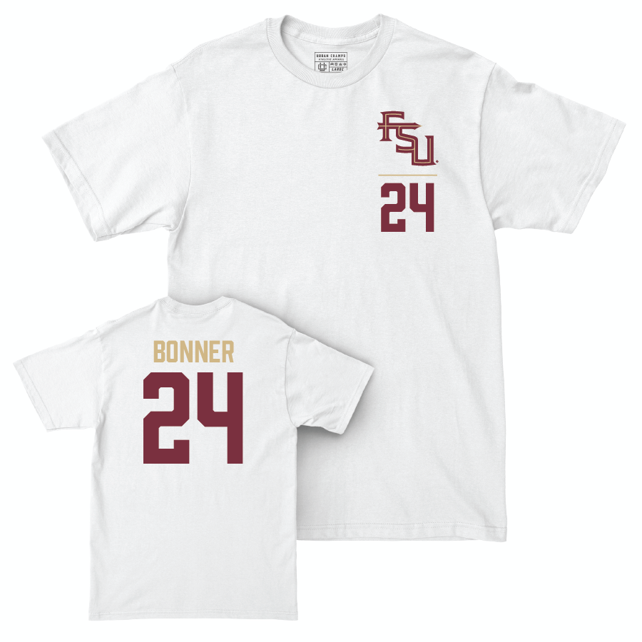 Florida State Women's Basketball White Logo Comfort Colors Tee - Amaya Bonner | #24 Youth Small