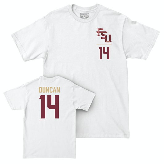 Florida State Baseball White Logo Comfort Colors Tee - Andrew Duncan | #14 Youth Small