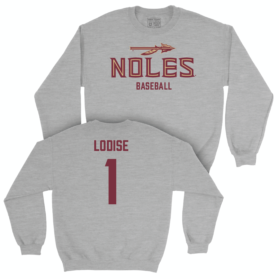 Florida State Baseball Sport Grey Club Crew - Alex Lodise | #1 Youth Small