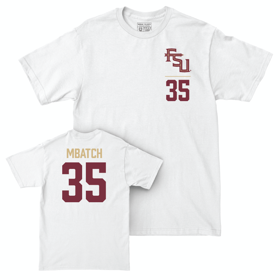 Florida State Men's Basketball White Logo Comfort Colors Tee - Alagie Waka Mbatch | #35 Youth Small