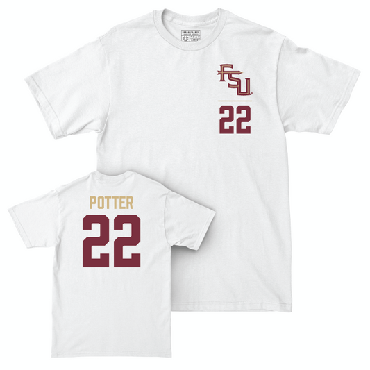 Florida State Softball White Logo Comfort Colors Tee - Annie Potter | #22 Youth Small