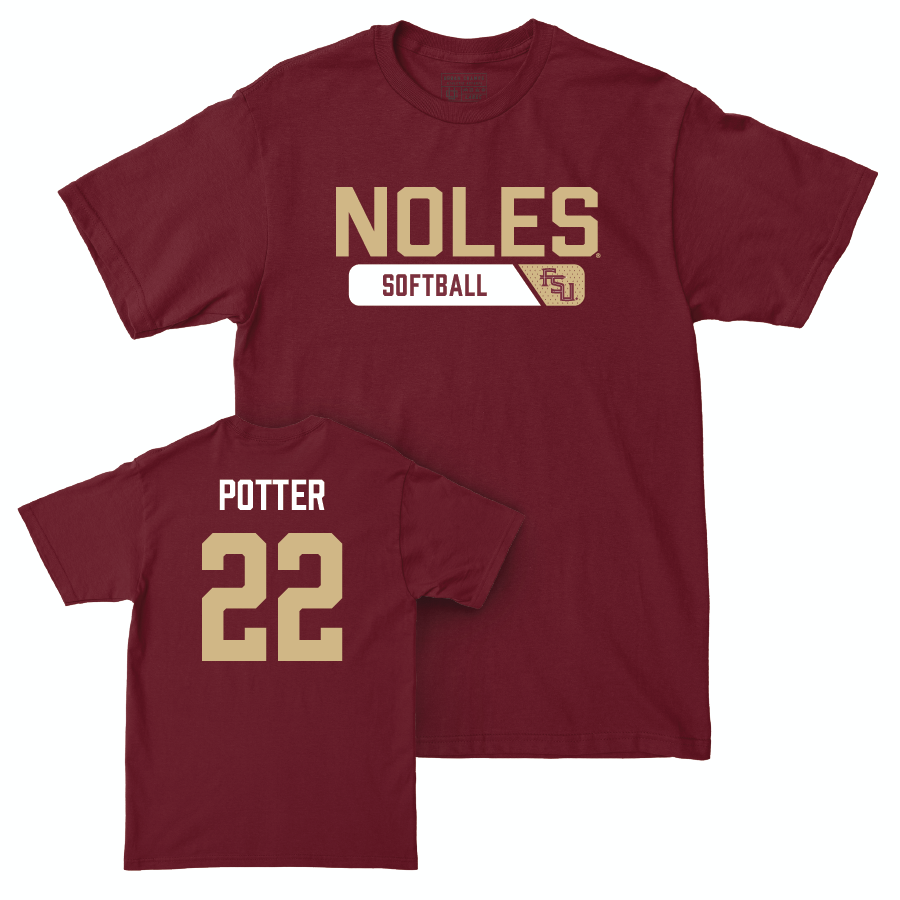 Florida State Softball Garnet Staple Tee - Annie Potter | #22 Youth Small