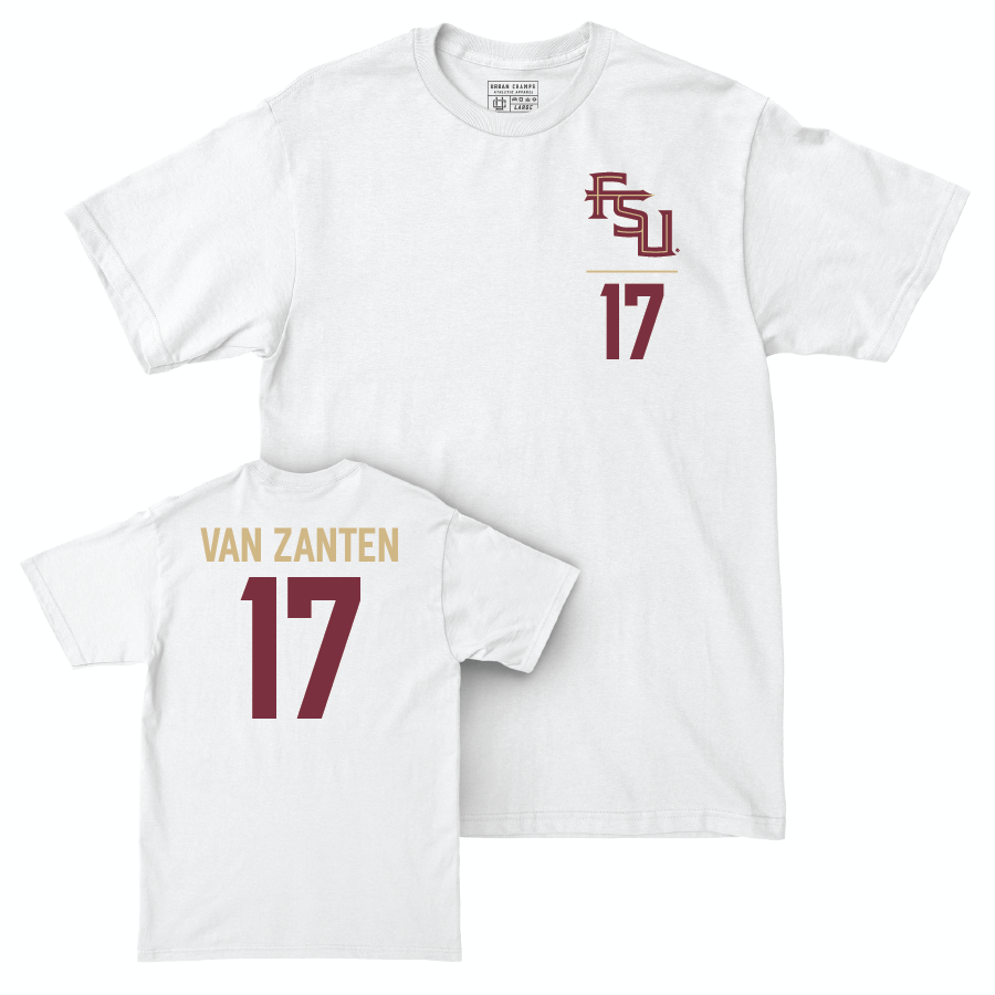 Florida State Women's Soccer White Logo Comfort Colors Tee - Amelia Van Zanten | #17 Youth Small