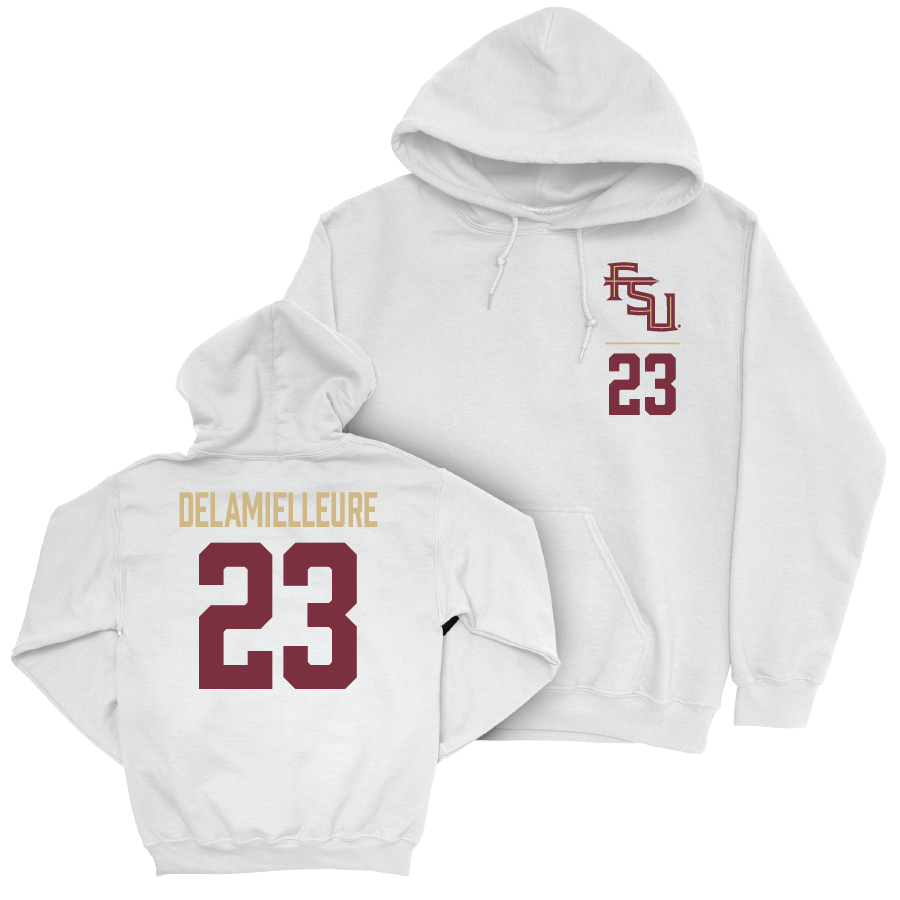 Florida State Baseball White Logo Hoodie - Brody DeLamielleure | #23 Youth Small