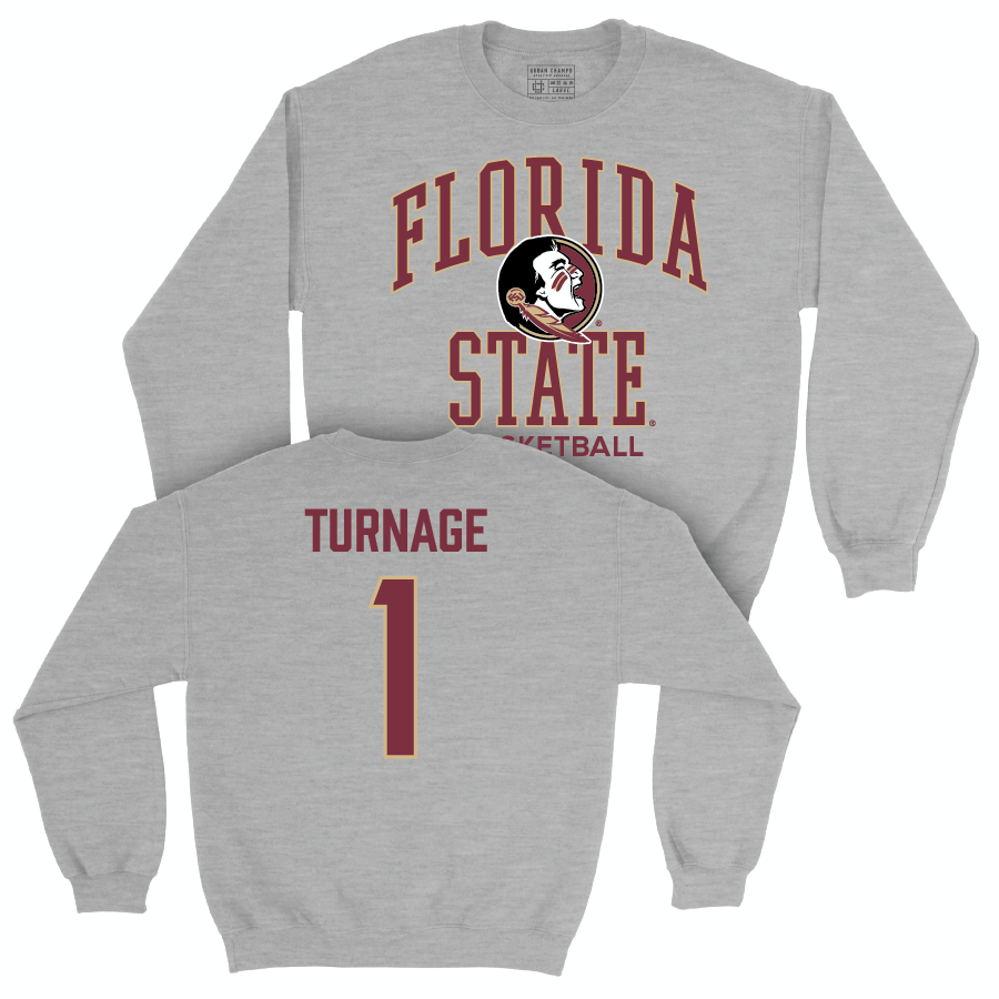 Florida State Women's Basketball Sport Grey Classic Crew - Brianna Turnage | #1 Youth Small