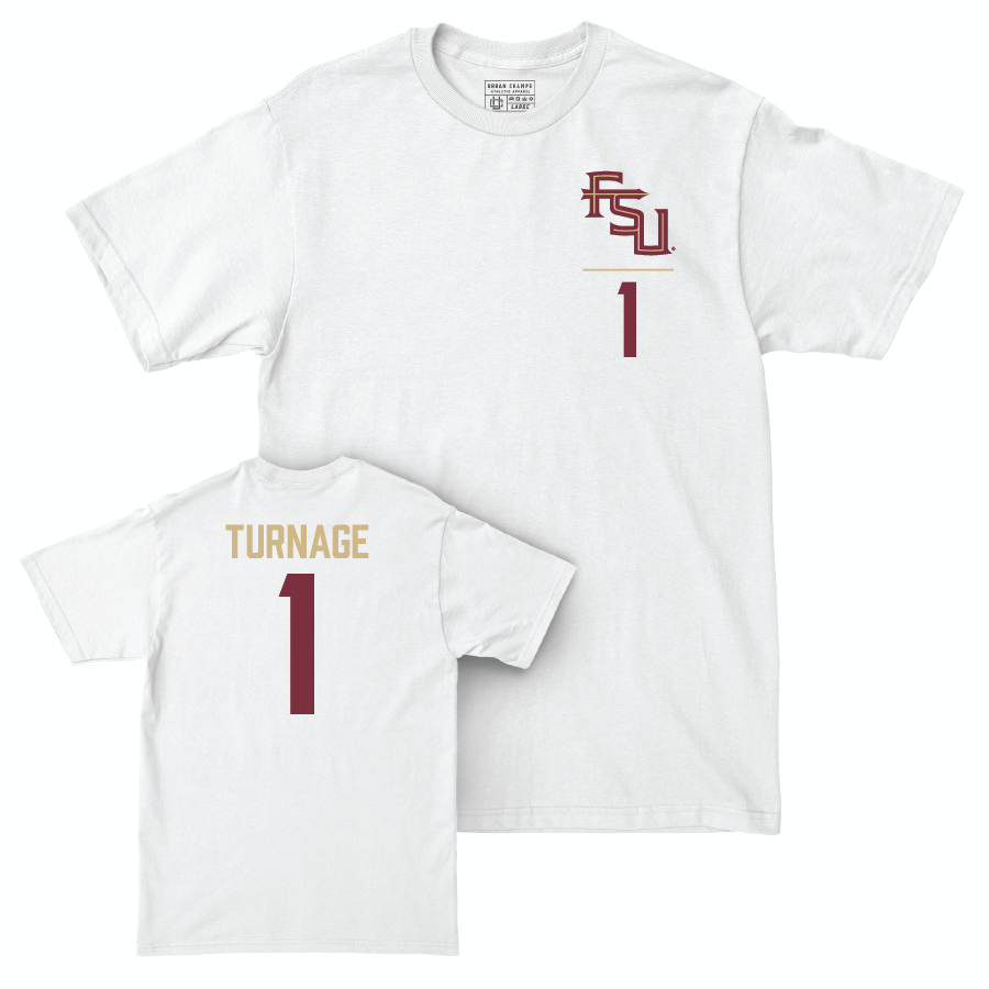 Florida State Women's Basketball White Logo Comfort Colors Tee - Brianna Turnage | #1 Youth Small