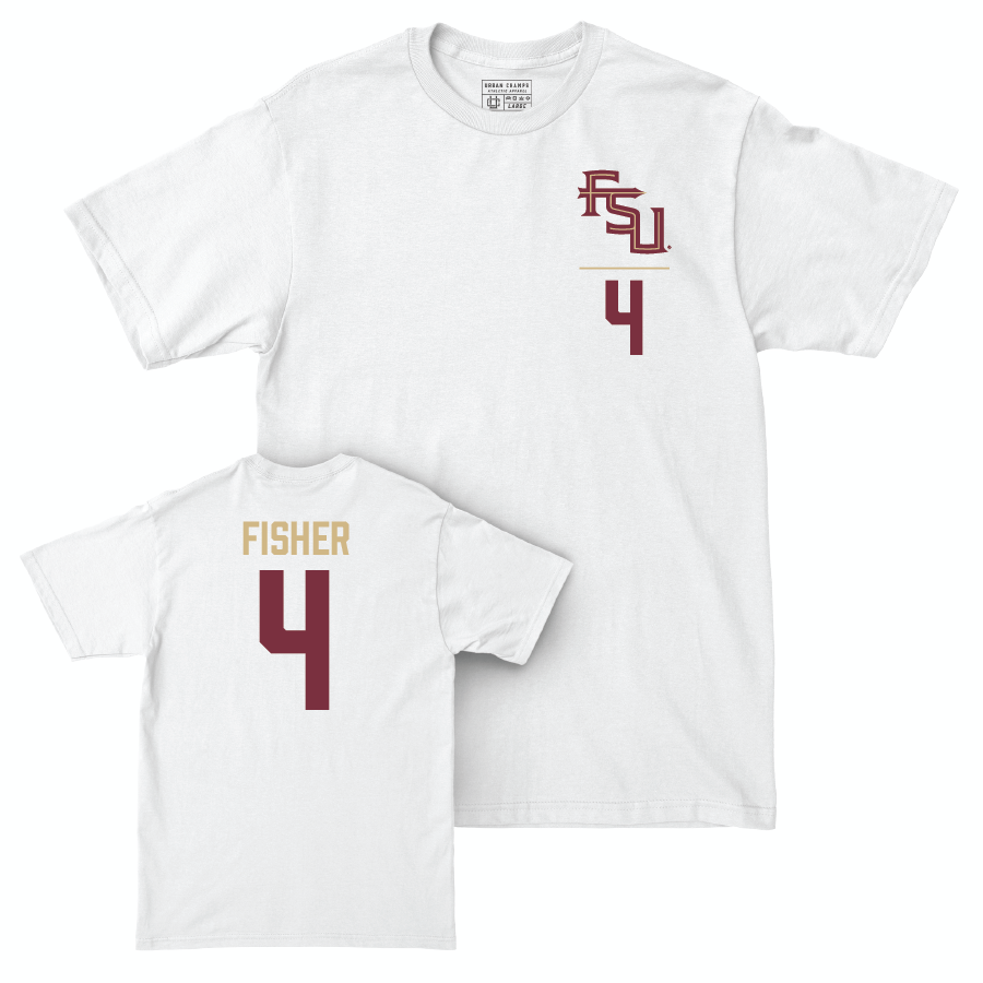 Florida State Baseball White Logo Comfort Colors Tee - Cal Fisher | #4 Youth Small