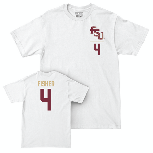 Florida State Baseball White Logo Comfort Colors Tee - Cal Fisher | #4 Youth Small