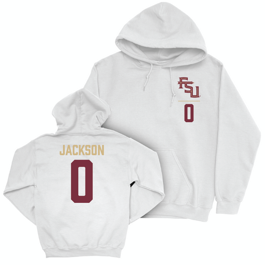 Florida State Men's Basketball White Logo Hoodie - Chandler Jackson | #0 Youth Small