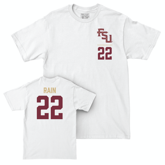 Florida State Women's Soccer White Logo Comfort Colors Tee - Claire Rain | #22 Youth Small