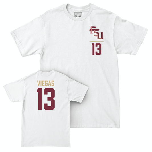 Florida State Women's Basketball White Logo Comfort Colors Tee - Carla Viegas | #13 Youth Small