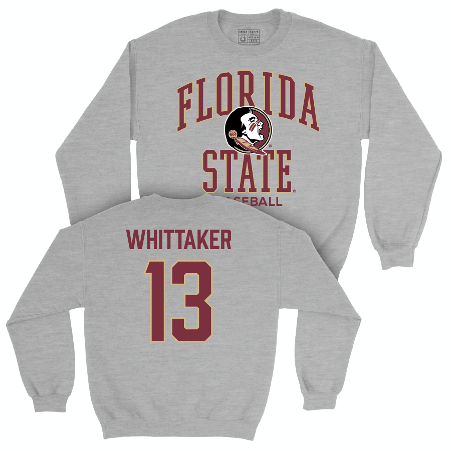 Florida State Baseball Sport Grey Classic Crew - Conner Whittaker | #13 Youth Small