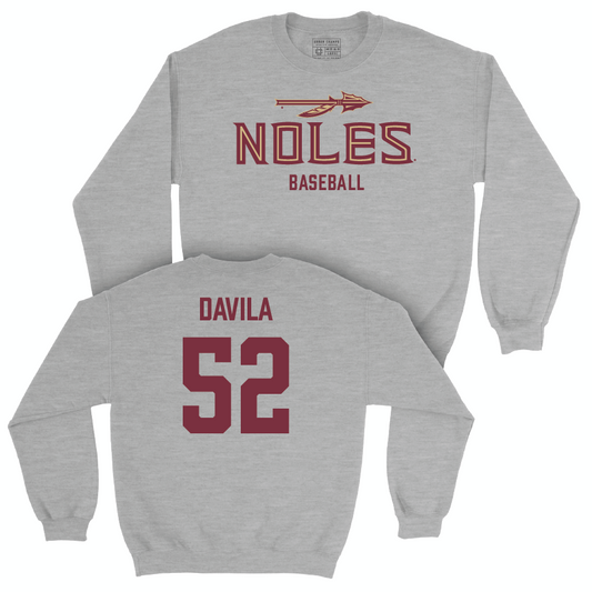 Florida State Baseball Sport Grey Club Crew - David Davila | #52 Youth Small