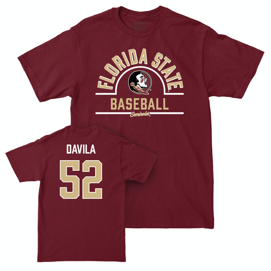 Florida State Baseball Garnet Arch Tee - David Davila | #52 Youth Small