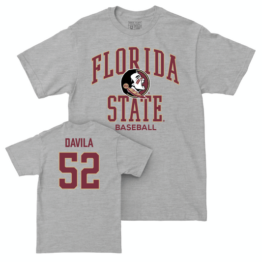 Florida State Baseball Sport Grey Classic Tee - David Davila | #52 Youth Small