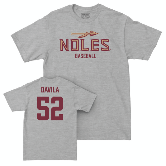 Florida State Baseball Sport Grey Club Tee - David Davila | #52 Youth Small