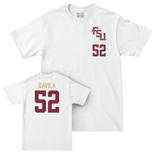 Florida State Baseball White Logo Comfort Colors Tee - David Davila | #52 Youth Small