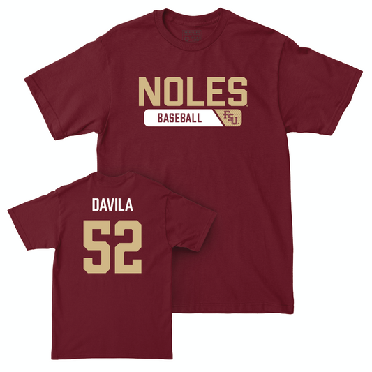 Florida State Baseball Garnet Staple Tee - David Davila | #52 Youth Small