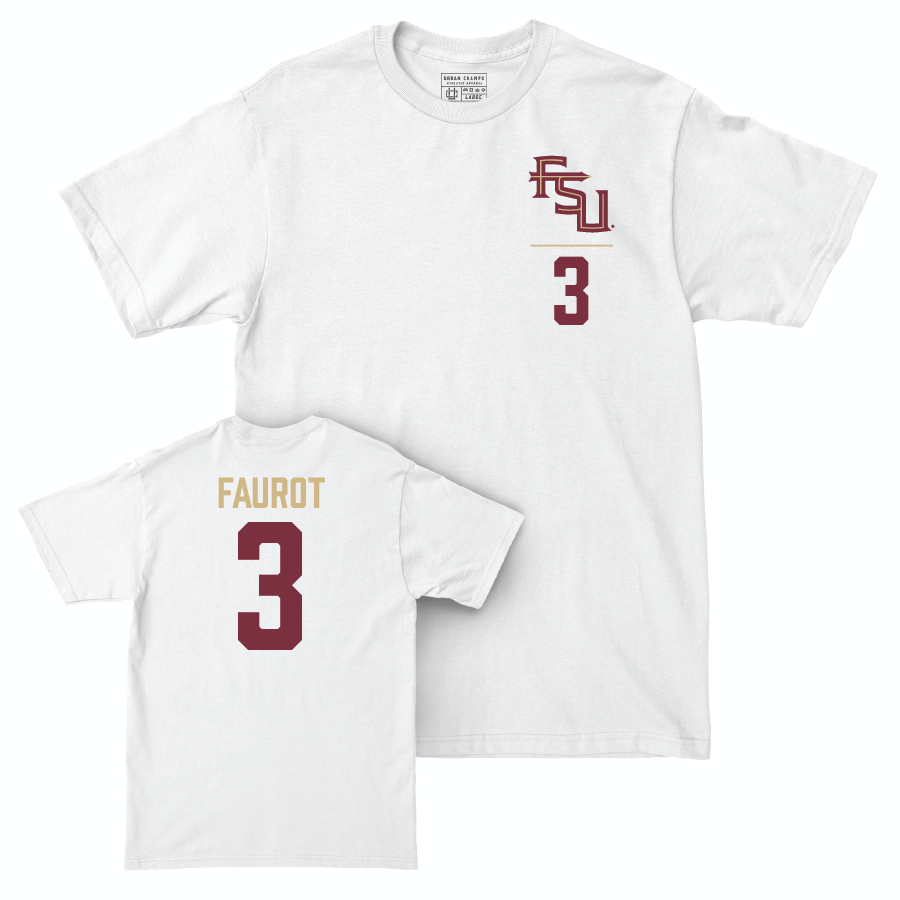 Florida State Baseball White Logo Comfort Colors Tee - Drew Faurot | #3 Youth Small