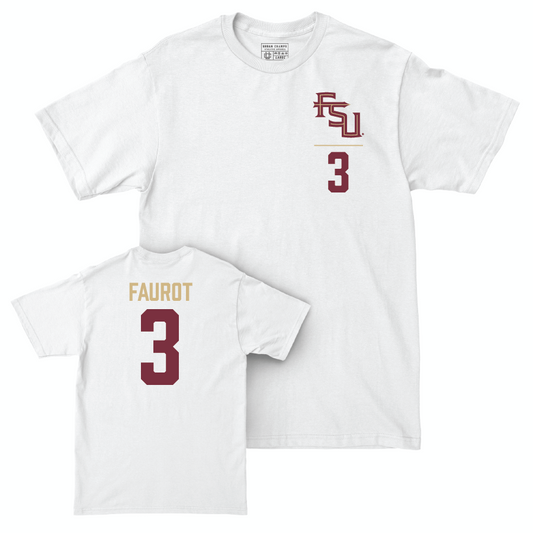 Florida State Baseball White Logo Comfort Colors Tee - Drew Faurot | #3 Youth Small