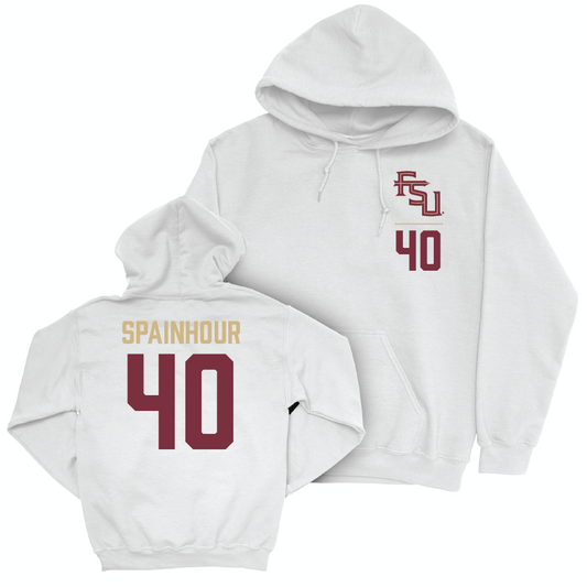 Florida State Men's Basketball White Logo Hoodie - Isaac Spainhour | #40 Youth Small