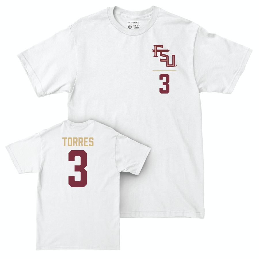 Florida State Softball White Logo Comfort Colors Tee - Isabella Torres | #3 Youth Small