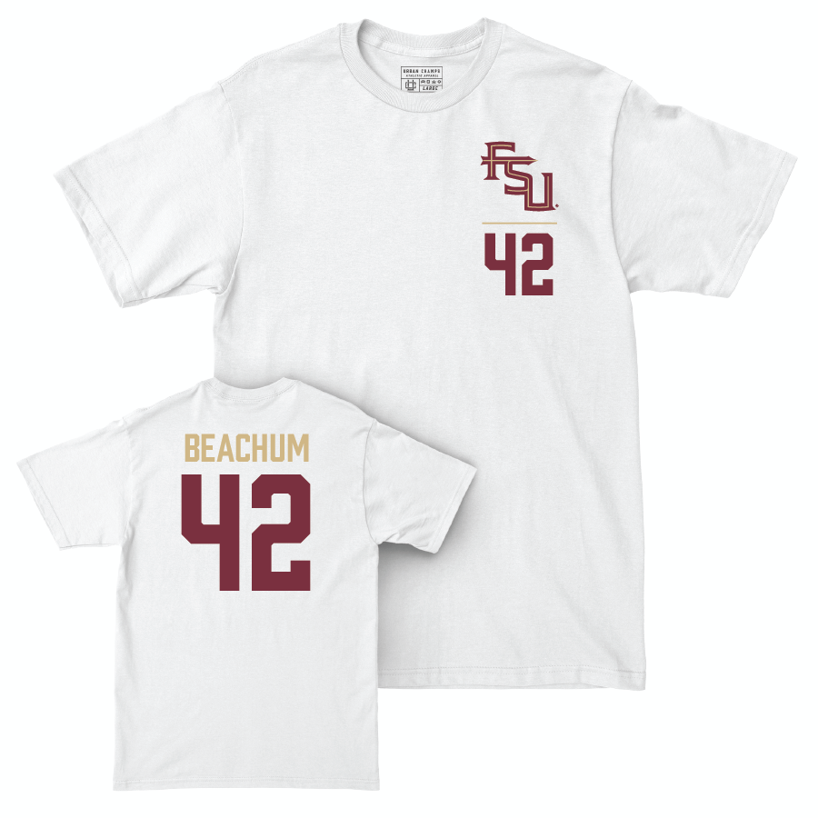 Florida State Softball White Logo Comfort Colors Tee - Jaysoni Beachum | #42 Youth Small