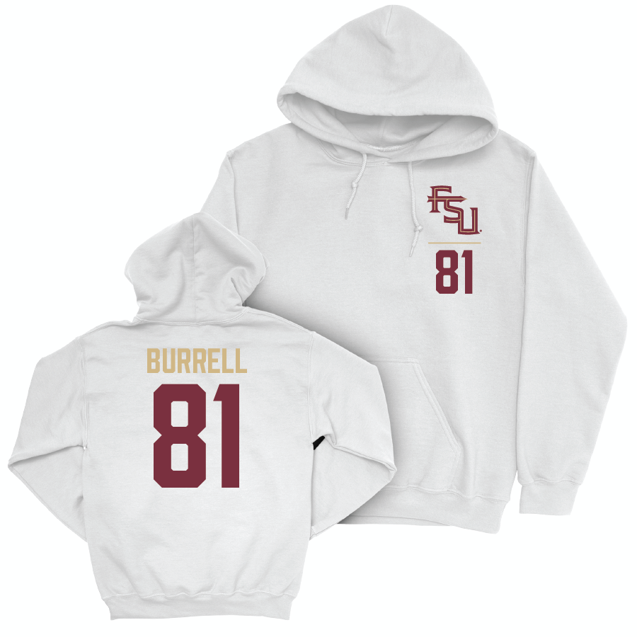 Florida State Football White Logo Hoodie - Joshua Burrell | #81 Youth Small