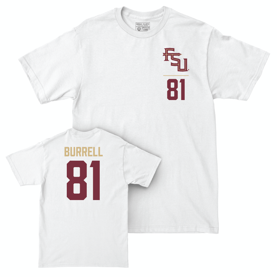 Florida State Football White Logo Comfort Colors Tee - Joshua Burrell | #81 Youth Small