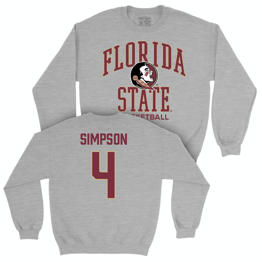 Florida State Men's Basketball Sport Grey Classic Crew - Jason Simpson | #4 Youth Small