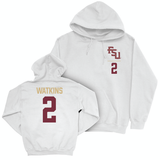 Florida State Men's Basketball White Logo Hoodie - Jamir Watkins | #2 Youth Small