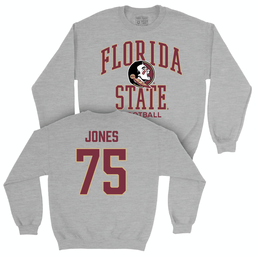 Florida State Football Sport Grey Classic Crew - Keiondre Jones | #75 Youth Small