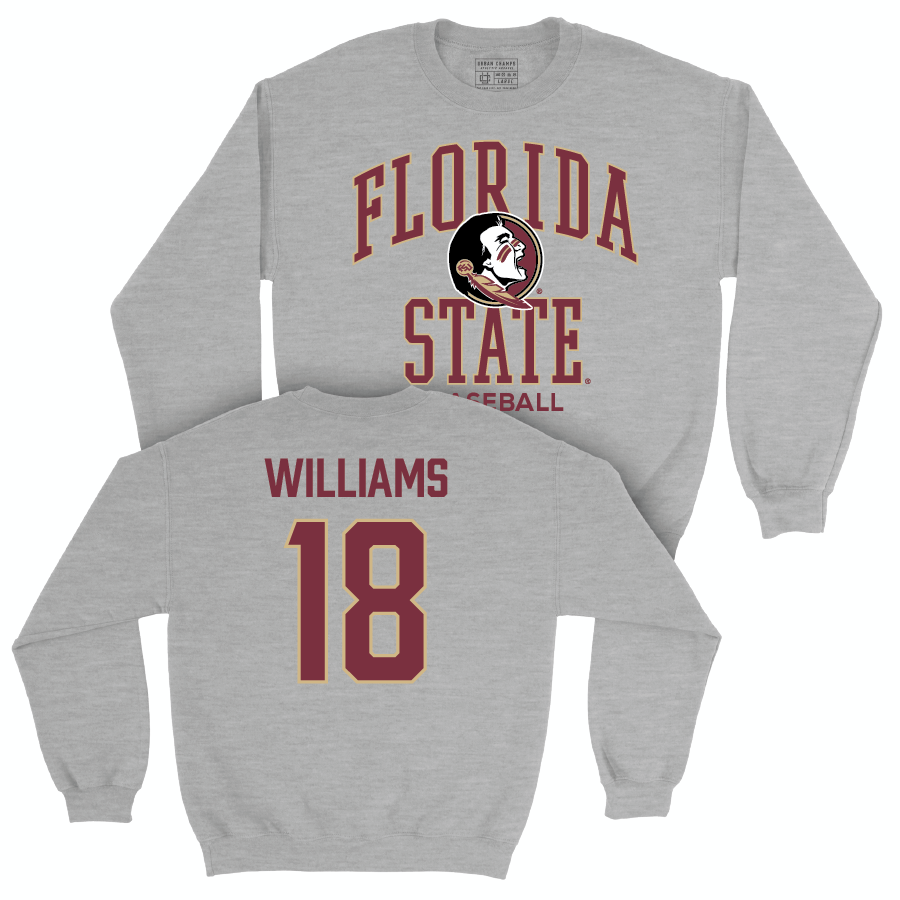 Florida State Baseball Sport Grey Classic Crew - Max Williams | #18 Youth Small