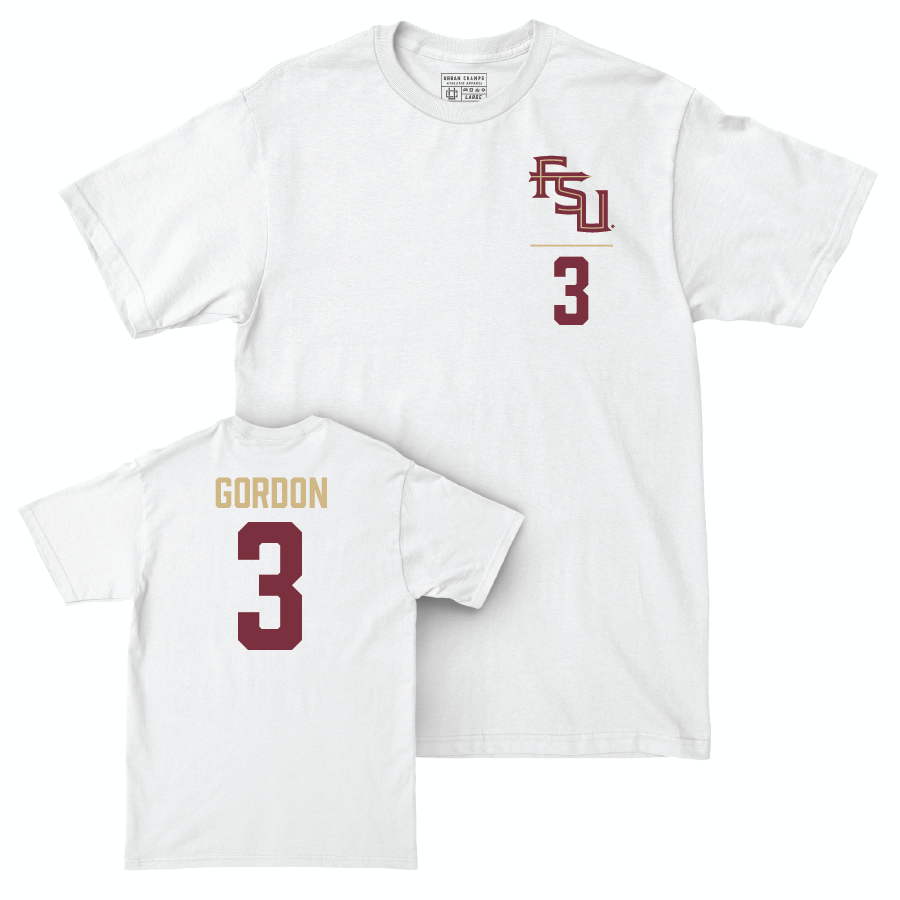 Florida State Women's Basketball White Logo Comfort Colors Tee - O'Mariah Gordon | #3 Youth Small