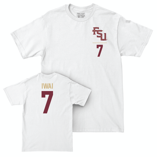 Florida State Women's Soccer White Logo Comfort Colors Tee - Ran Iwai | #7 Youth Small