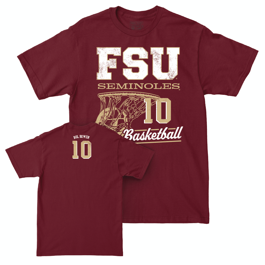 Florida State Men's Basketball Garnet Hoops Tee - Taylor Bol Bowen | #10 Youth Small