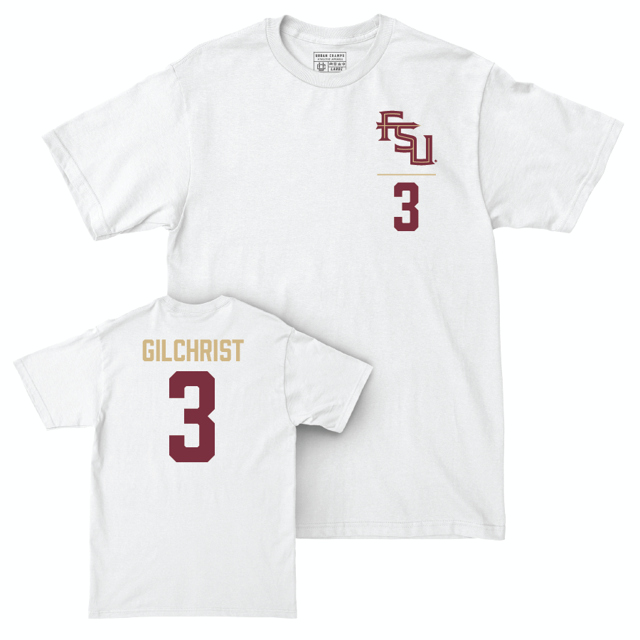 Florida State Women's Soccer White Logo Comfort Colors Tee - Taylor Gilchrist | #3 Youth Small