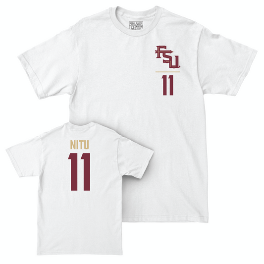 Florida State Men's Basketball White Logo Comfort Colors Tee  - Christian Nitu